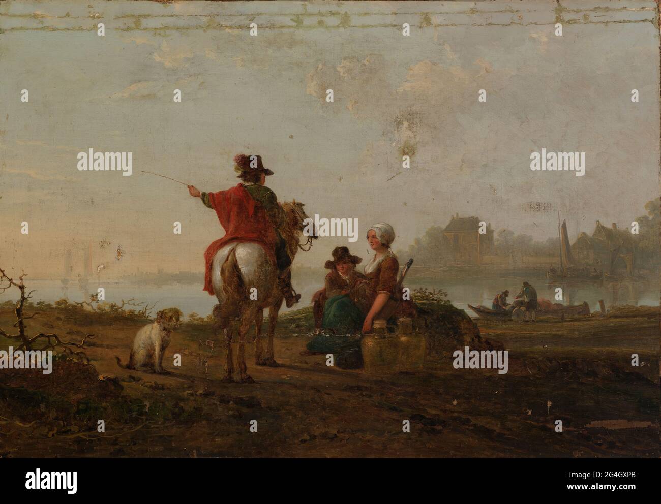 Dutch Landscape with Figures, late 18th-early 19th century. Stock Photo