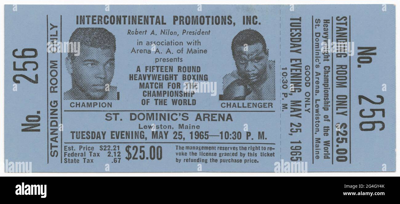 The fight, known as &quot;Ali vs. Liston II&quot; (the pair boxed previously in 1964 in Miami Beach, Florida), was Ali's first after changing his name from Cassius Clay. Stock Photo