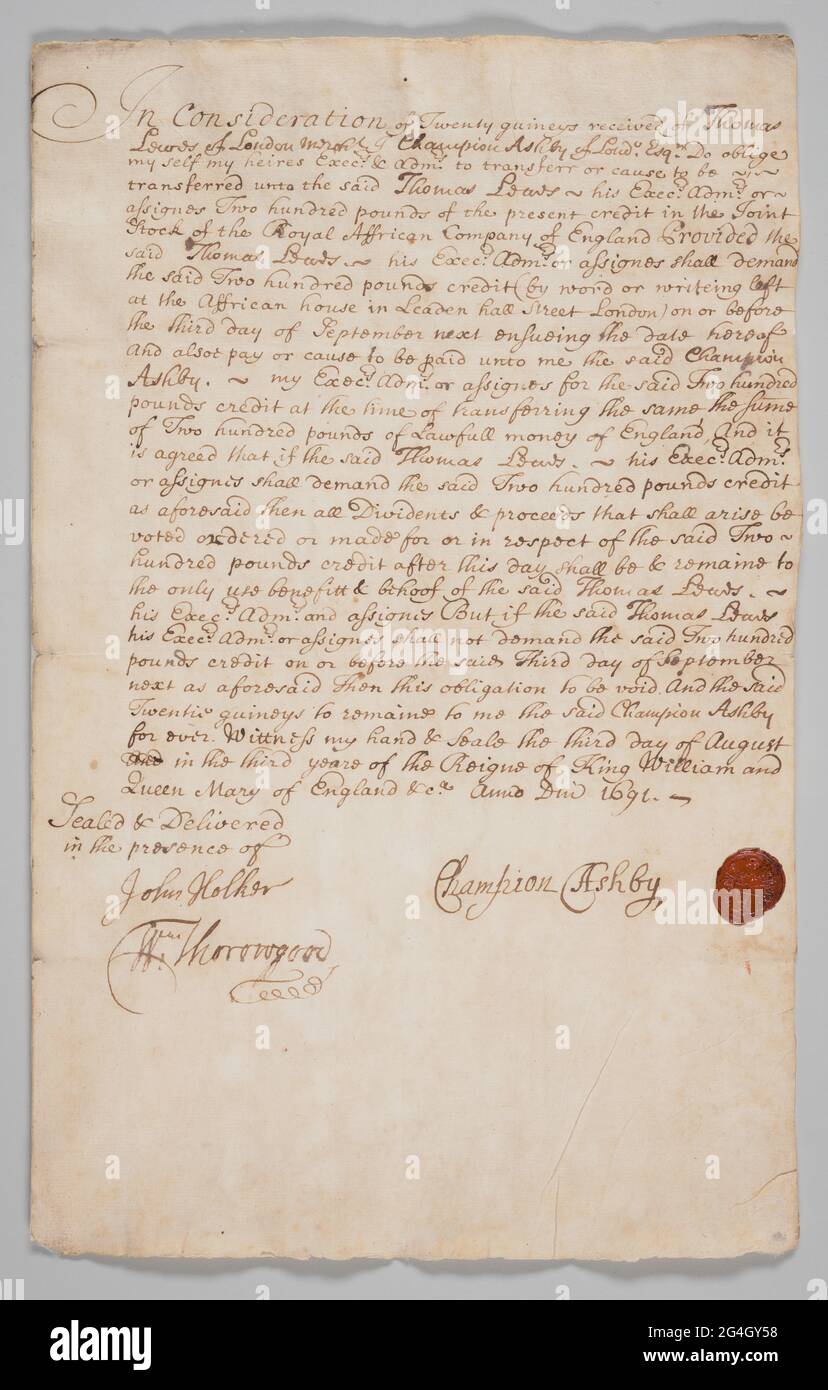 The Royal Africa Company, chartered in 1672 by the English government