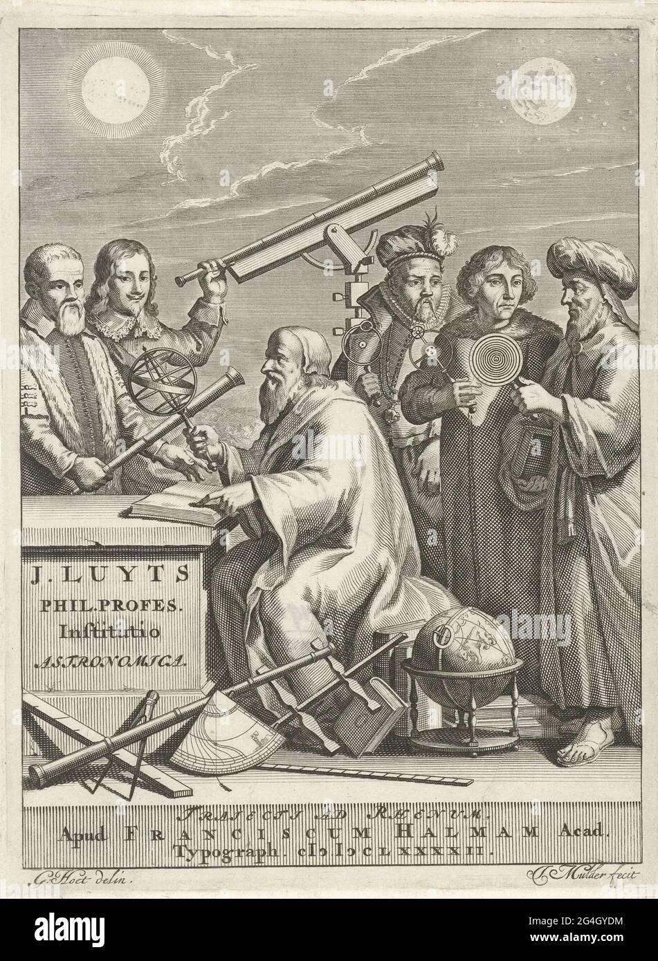 From left to right the astronomers are Galileo Galilei, Johannes