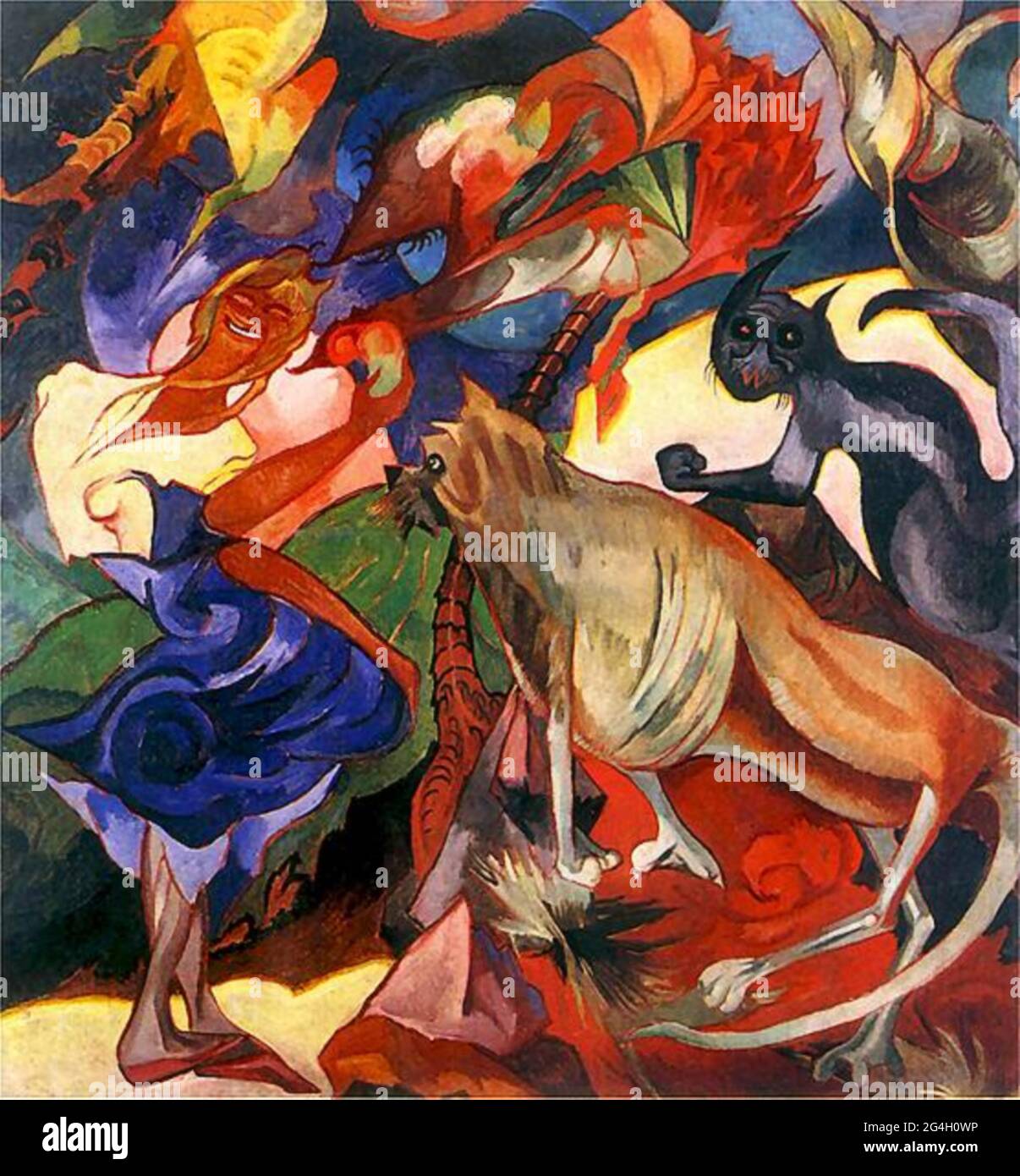 Stanisław Ignacy Witkiewicz artwork entitled Marysia i Burek na Cejlonie or Marysia with the dog Burek in Ceylon. Stock Photo
