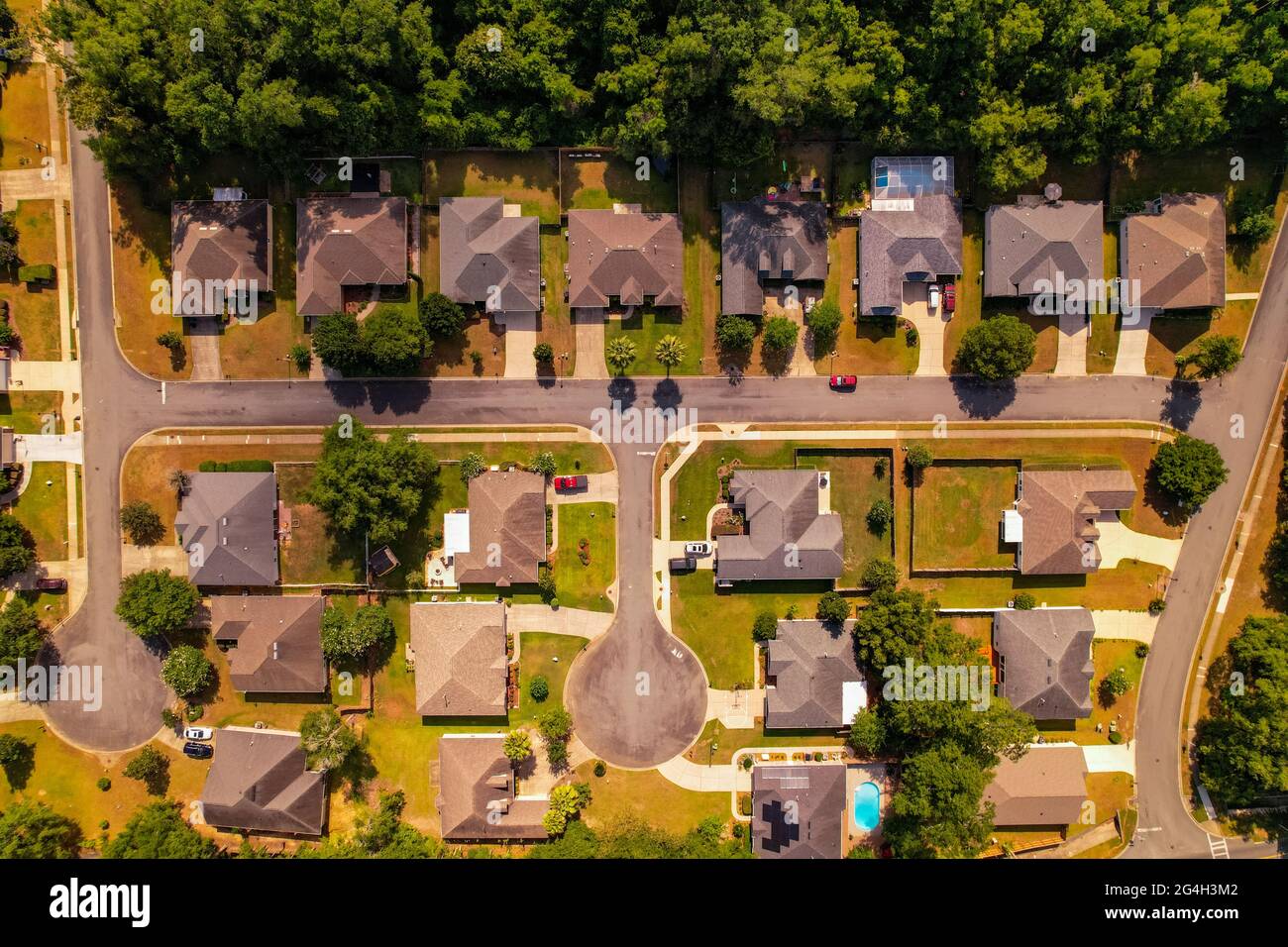 Aerial overhead photo residential neighborhood Tallahassee FL USA Stock
