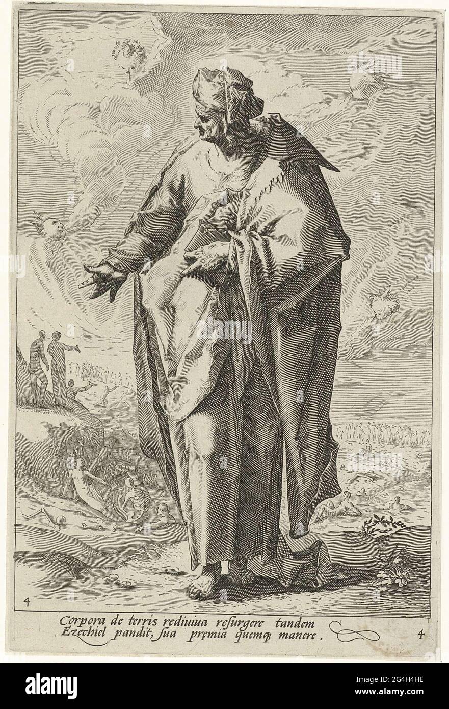 The Prophet Ezekiel With His Vision About The Resurrection Behind Him Where Life Is Blown In The Dead Fourth Prints From The Series Of The Prophets And The Prophetessen From The