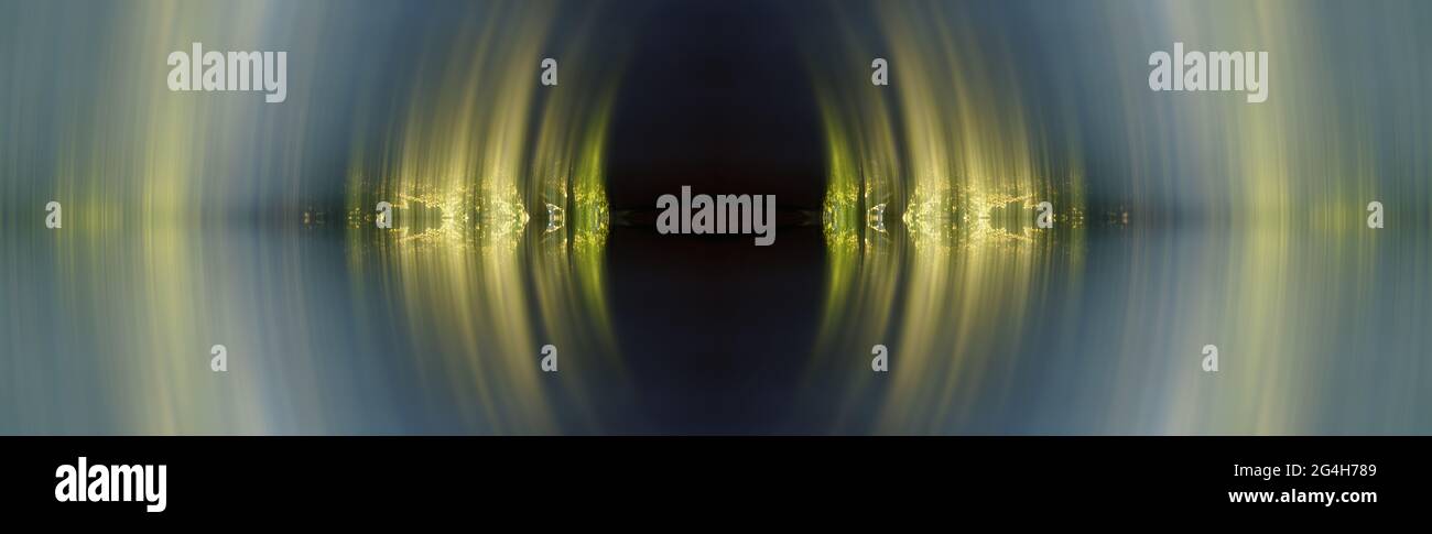 magical emerald green reflection abstract background panorama Stock Photo