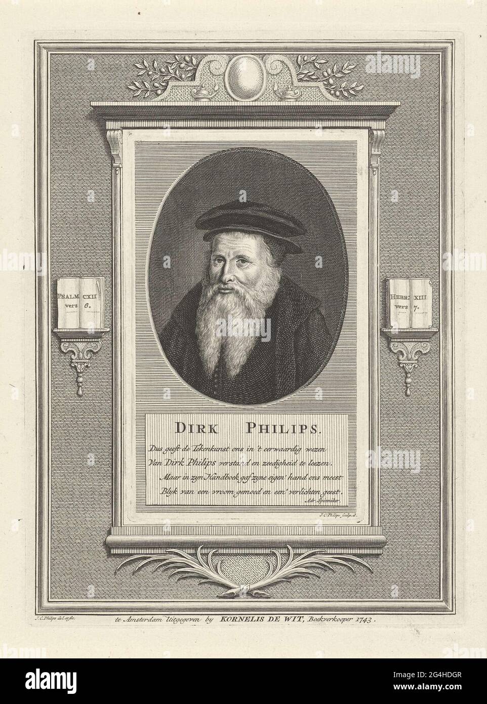 Portrait of the baptist Dirk Philips In the frame a four-line poem of  praise in Dutch, Portrait of the baptist Dirk Philips, print maker: Jan  Caspar Philips, (mentioned on object), Jan Caspar