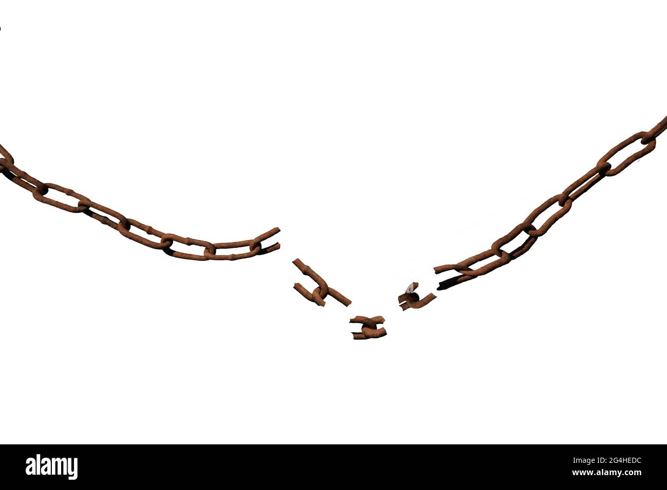 Torn old rusty chain isolated on white background Stock Photo Alamy
