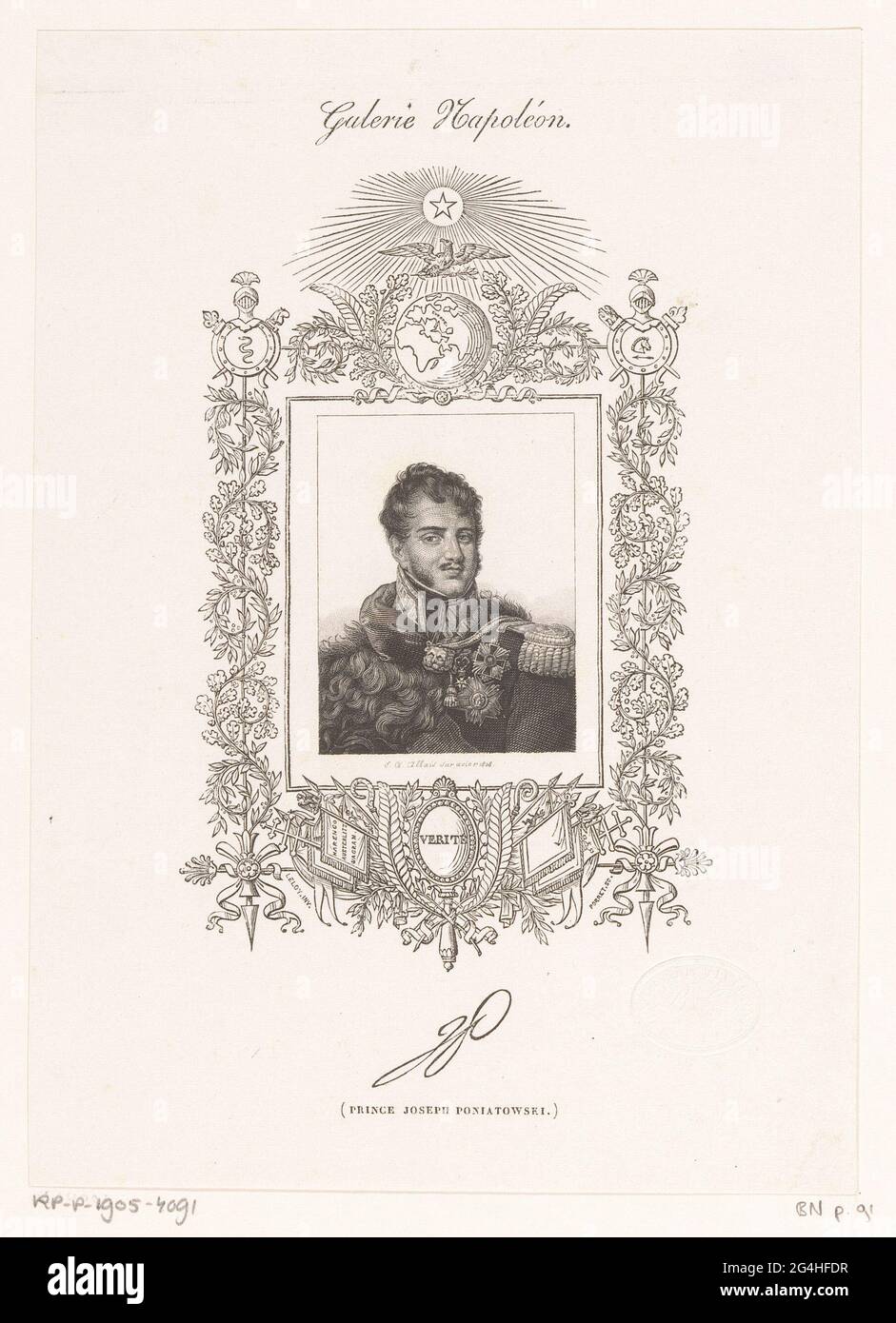 Portrait of Prince Józef Poniatowski; Prince Joseph Poniatowski; Series portraits from prominent persons under the regime of Napoleon Bonaparte; Napoléon gallery. . Stock Photo