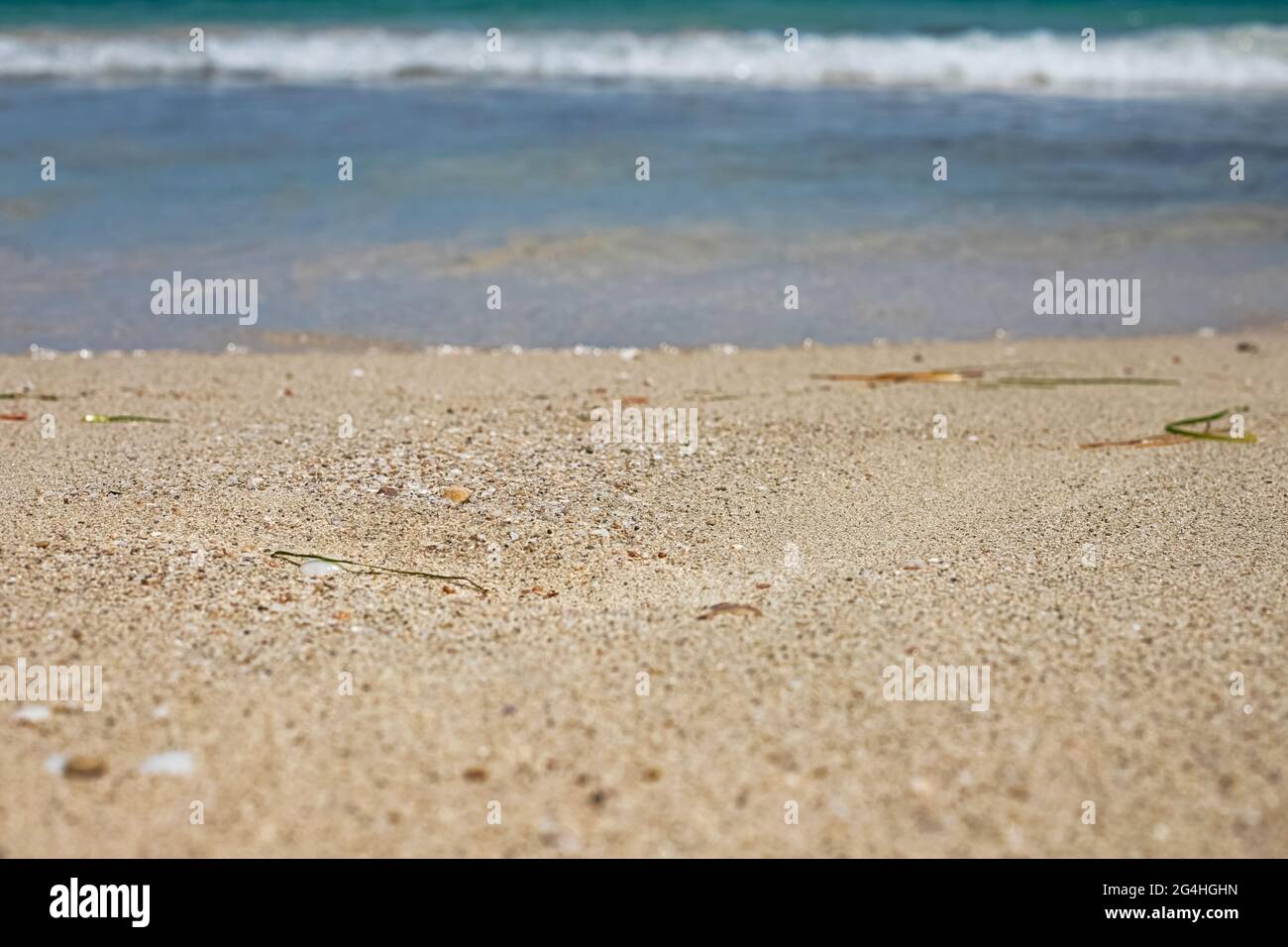 Wonderful view of the lagoon, seashore, white sand beach and blue sea. Djerba Island, Tunisia Stock Photo
