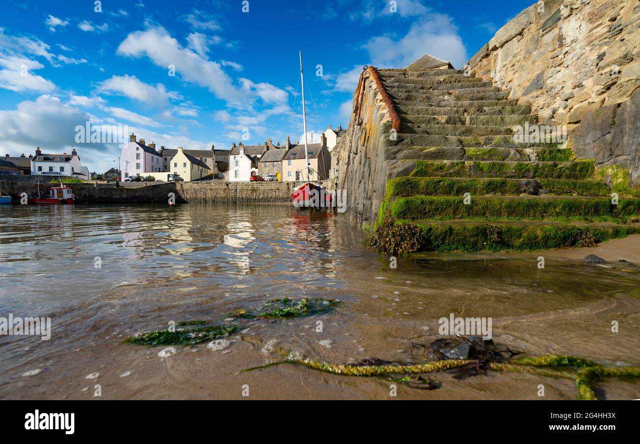 View of historic harbour at Portsoy in Aberdeenshire on the moray firth, Scotland, UK Stock Photo