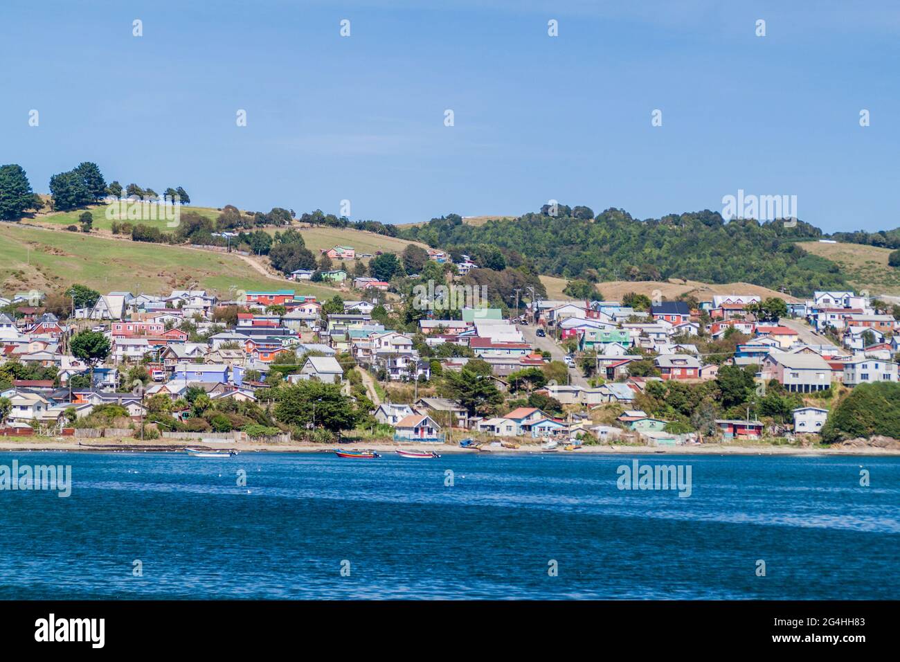 View of town Ancud, Chiloe island, Chile. Stock Photo