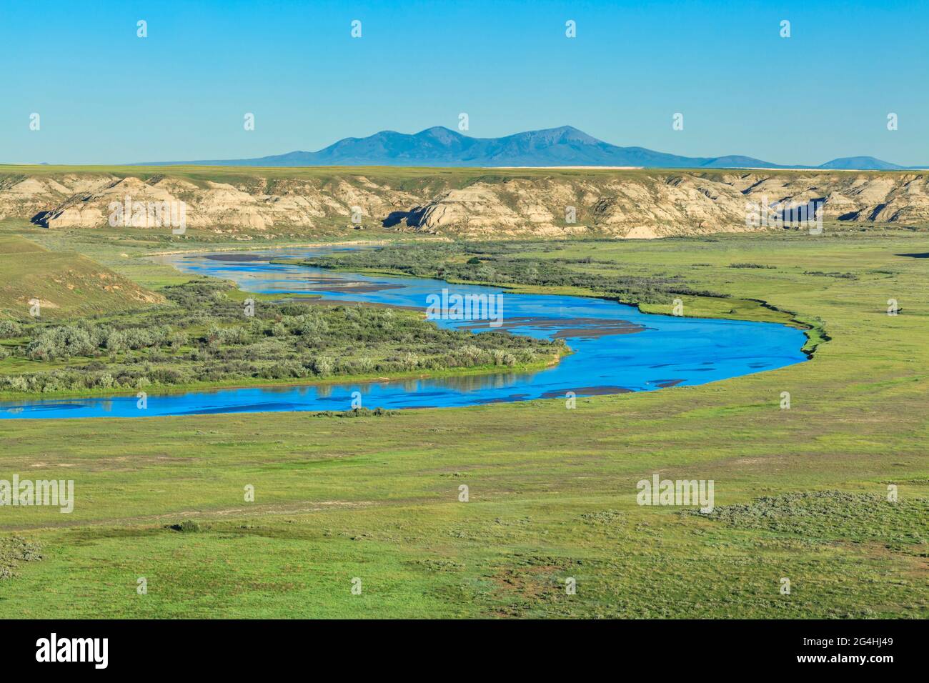 milk river below the sweet grass hills near havre, montana Stock Photo