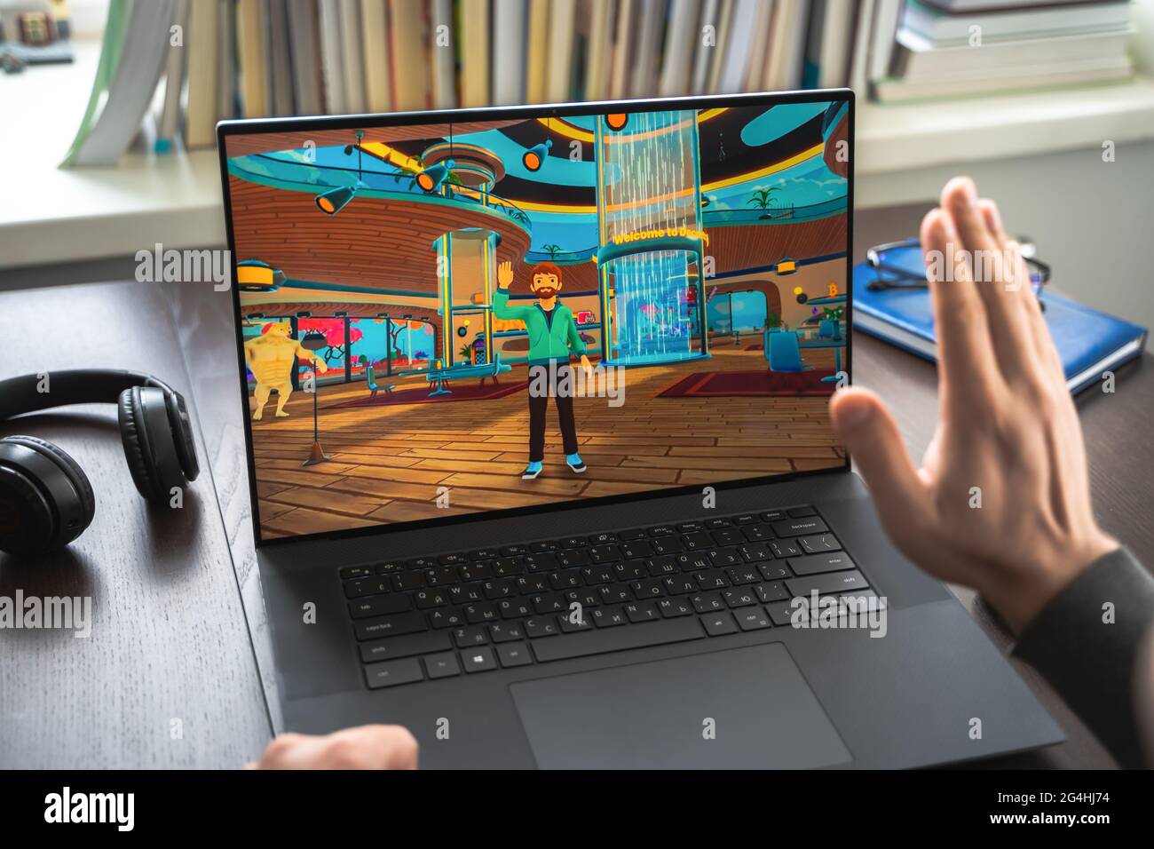 Russia Moscow 30.05.2021.Logo, screenshot of blockchain nft ethereum  cryptocurrency game Decentraland in laptop. Man playing,mining crypto  coins,token Stock Photo - Alamy