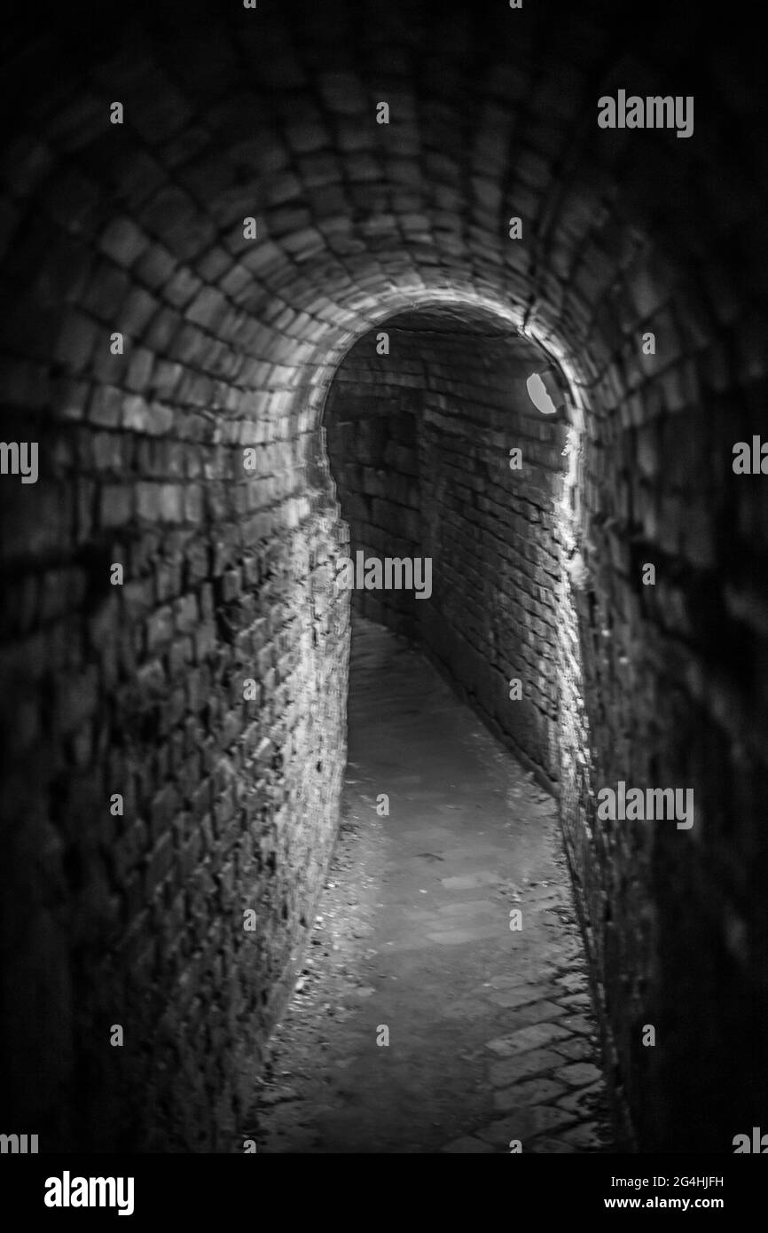 tunnel beneath ashby de la zouch castle Stock Photo