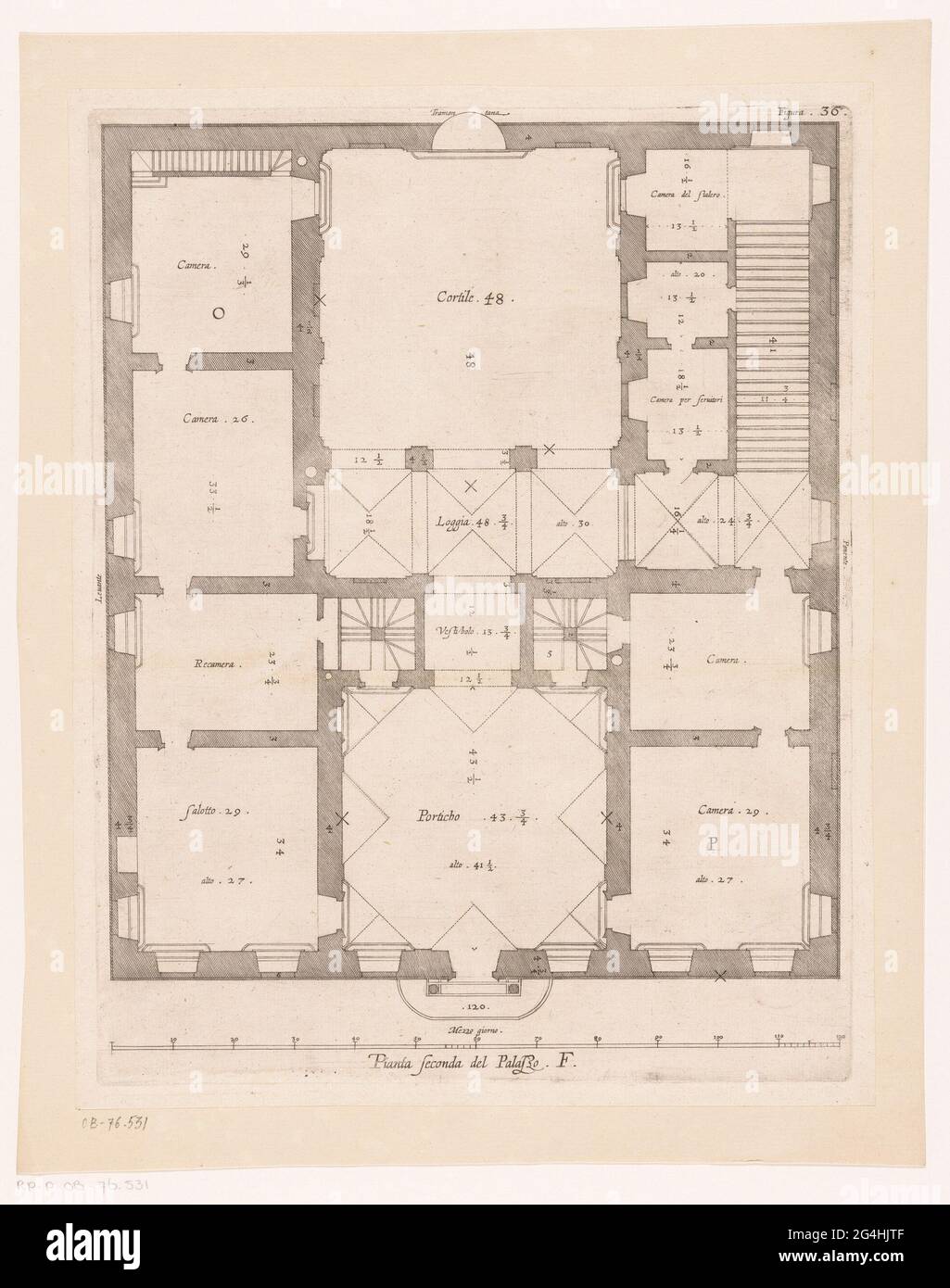 Floor plan of the ground floor of the Palazzo Spinola di Pellicceria in  Genoa; Prima pianta del Palazzo del Syr. Francesco Grimaldo. This print is  part of an album Stock Photo -