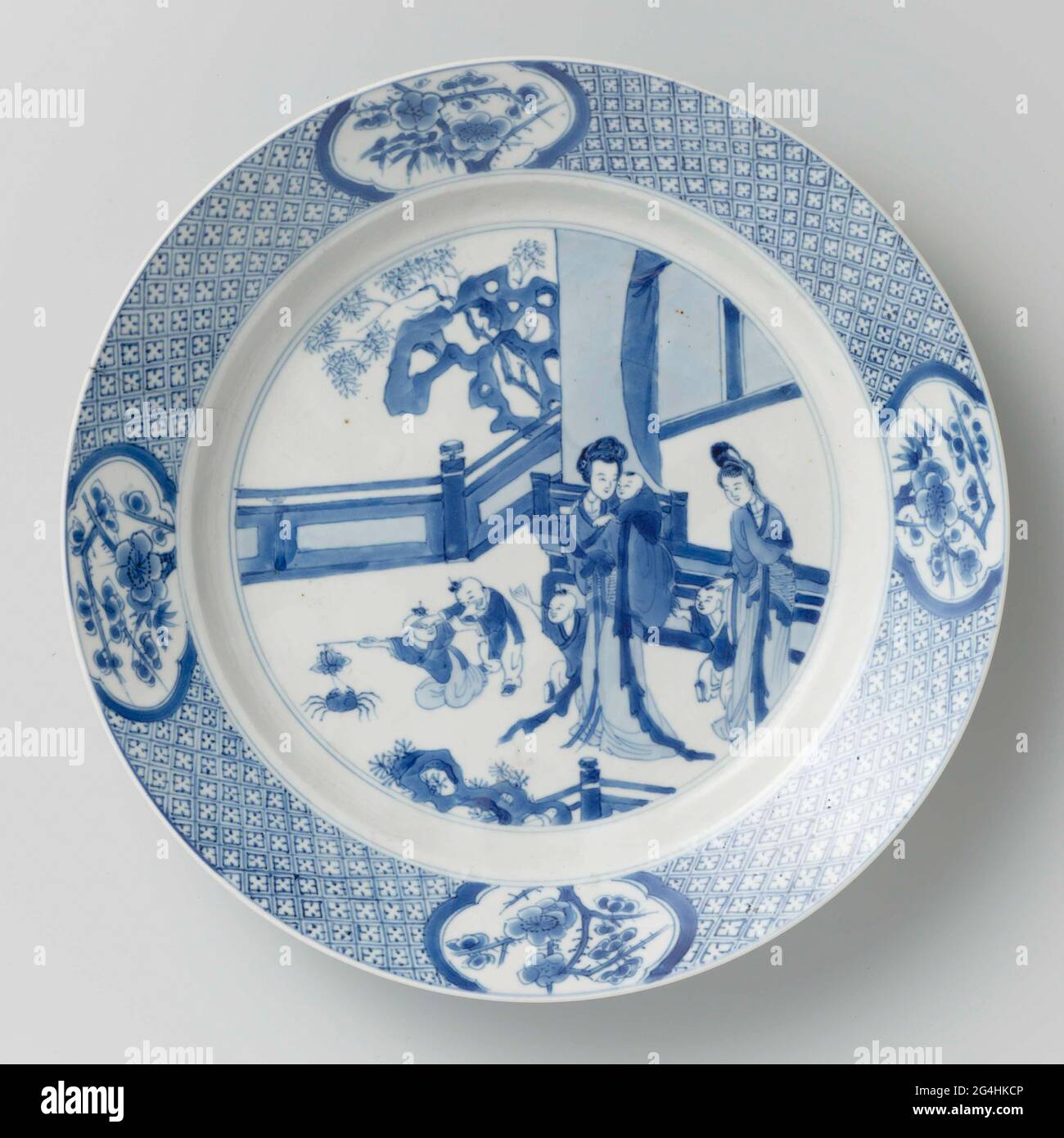 A Kangxi Period Krack Style Blue and White Chinese Charger A Kangxi Period Krack Style Blue and White Chinese Charger