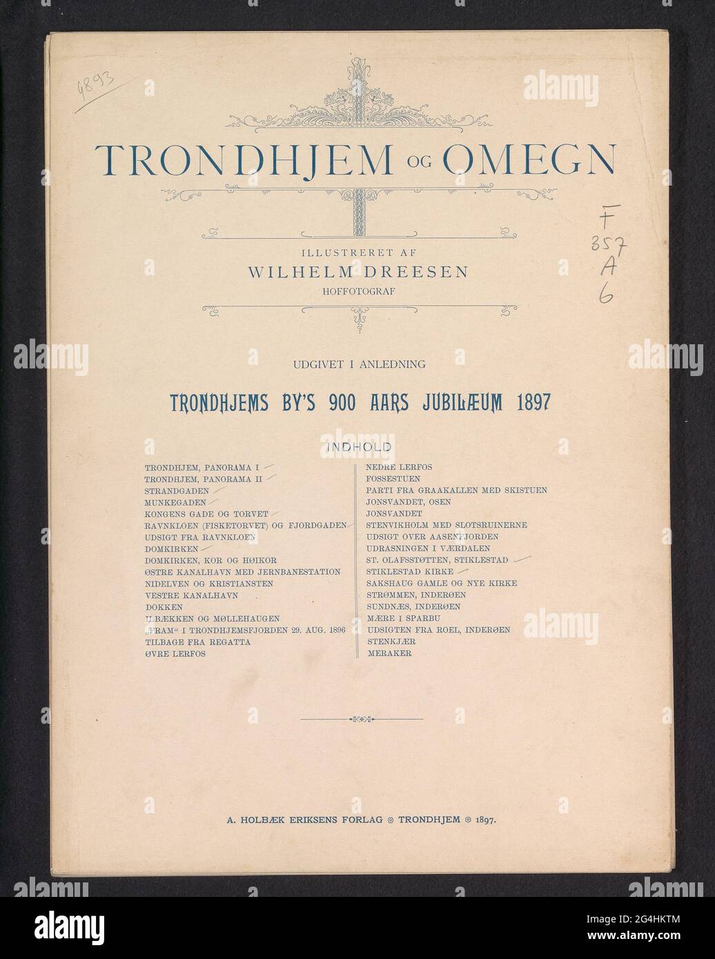 Trondhjem and region published on the occasion of Trondhjems by's 900 AAR's anniversary 1897.. Stock Photo