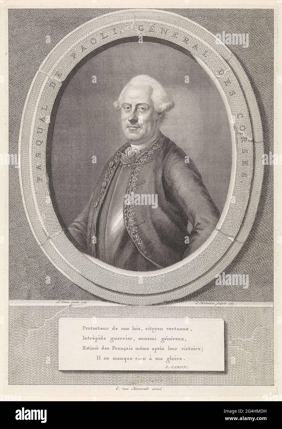 . Portrait in half towards the right of Pascal Paoli in an