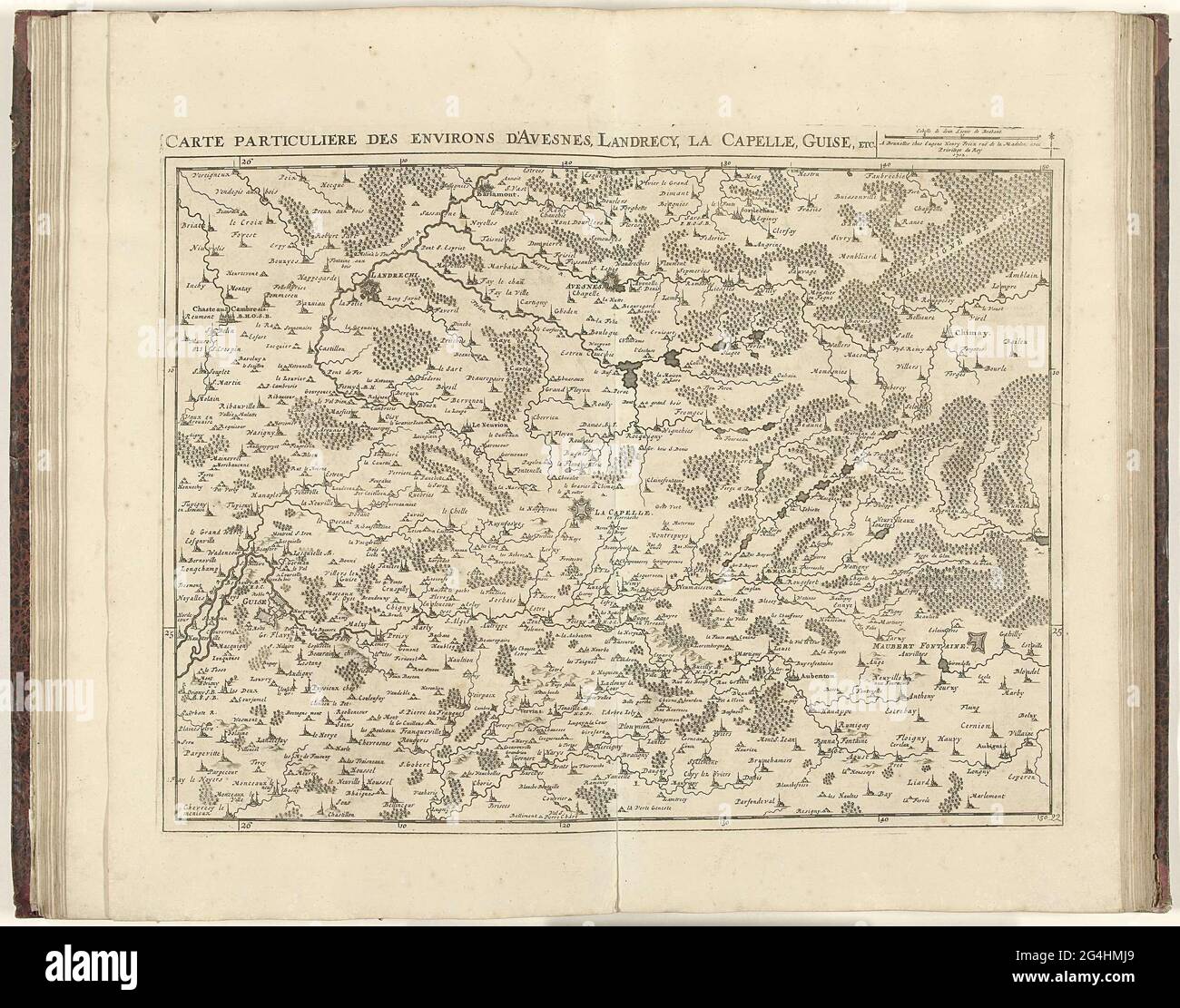 . Map of northern France with the cities of Avesnes, LandRecies, La ...