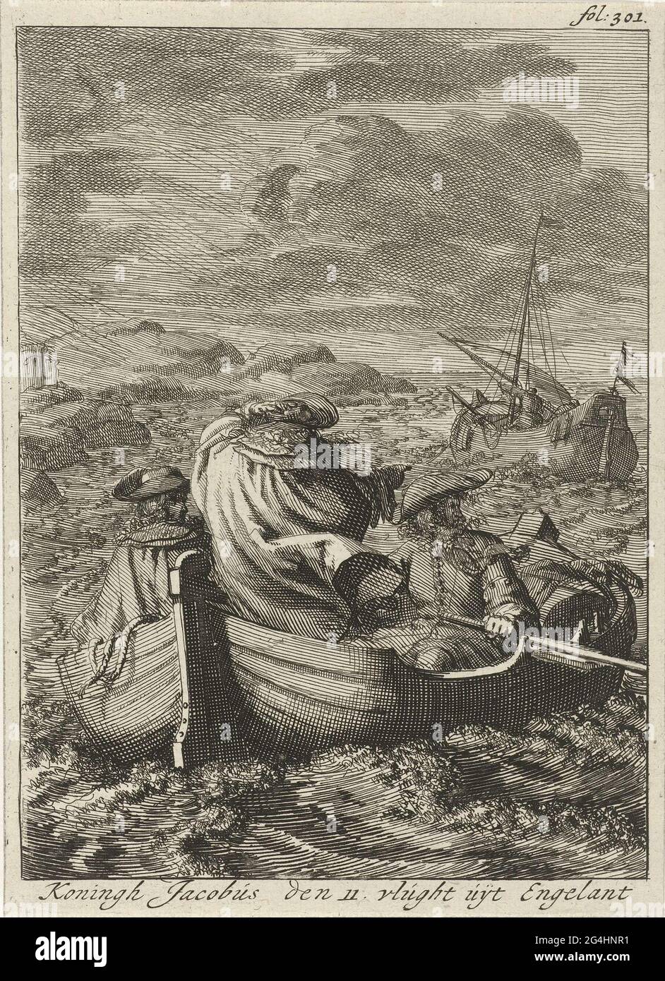 Jacobus Ii . The flight of the King Jacobus II at night from London, December 20 ...