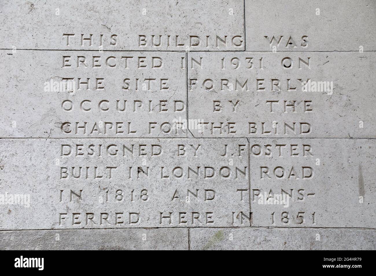 Chapel for the Blind inscription in Liverpool Stock Photo