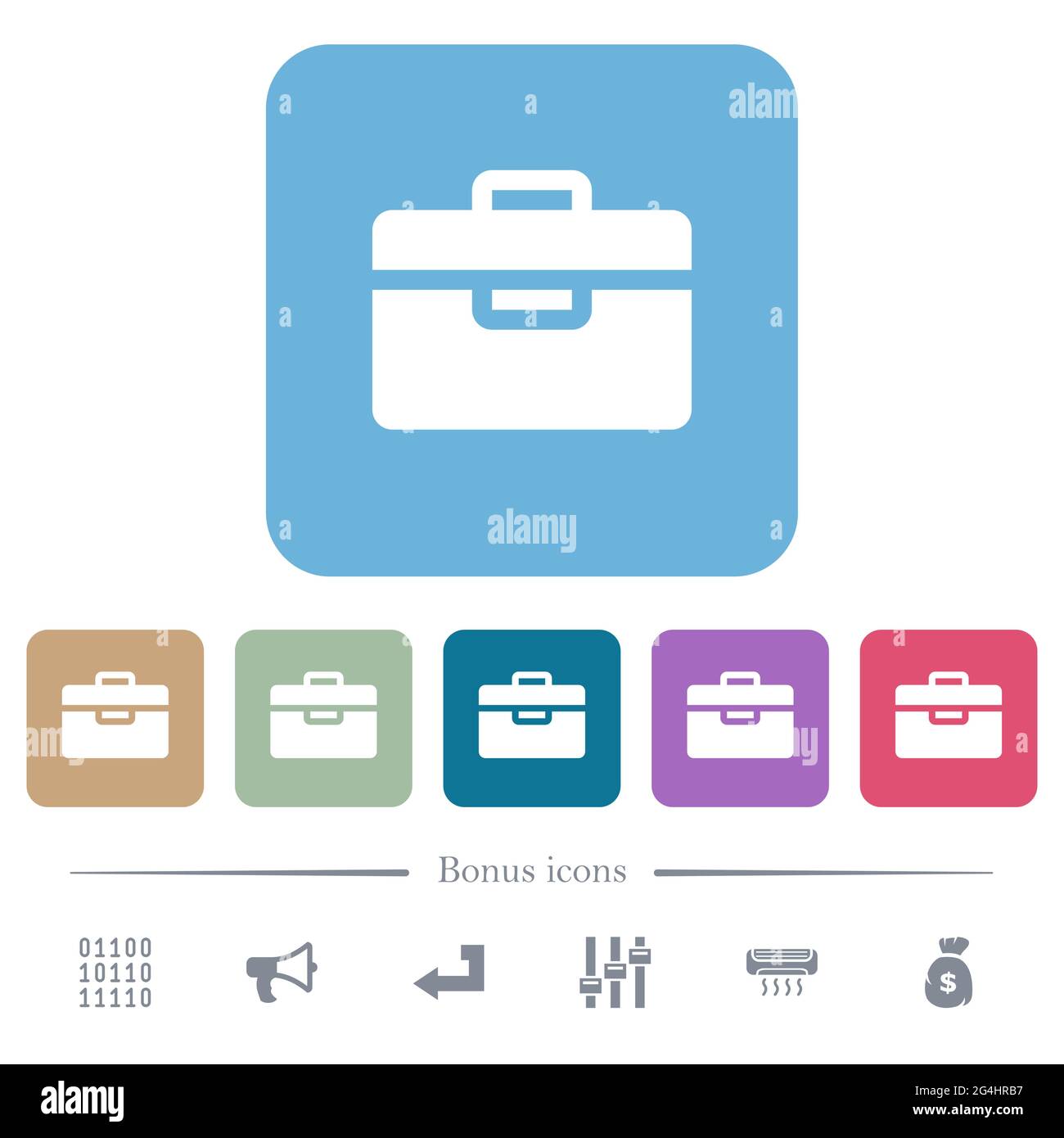 Toolbox white flat icons on color rounded square backgrounds. 6 bonus ...