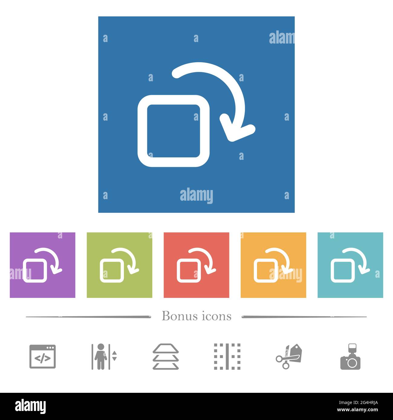 Rotate element flat white icons in square backgrounds. 6 bonus icons ...