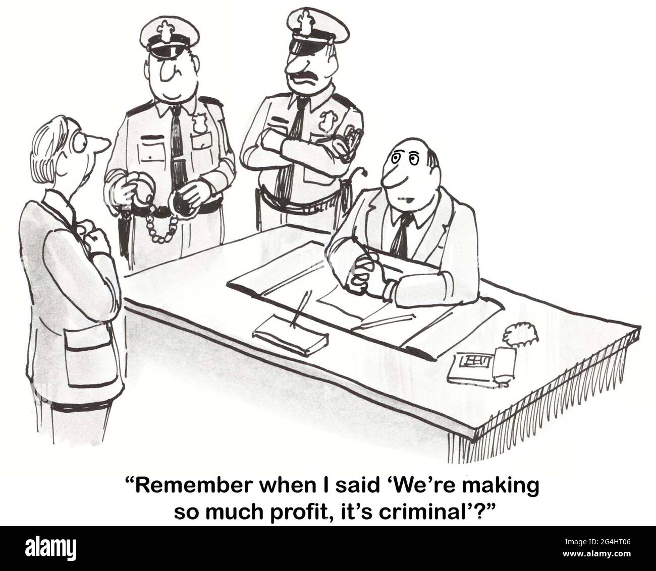 CEO is arrested for unreasonable profits. Stock Photo