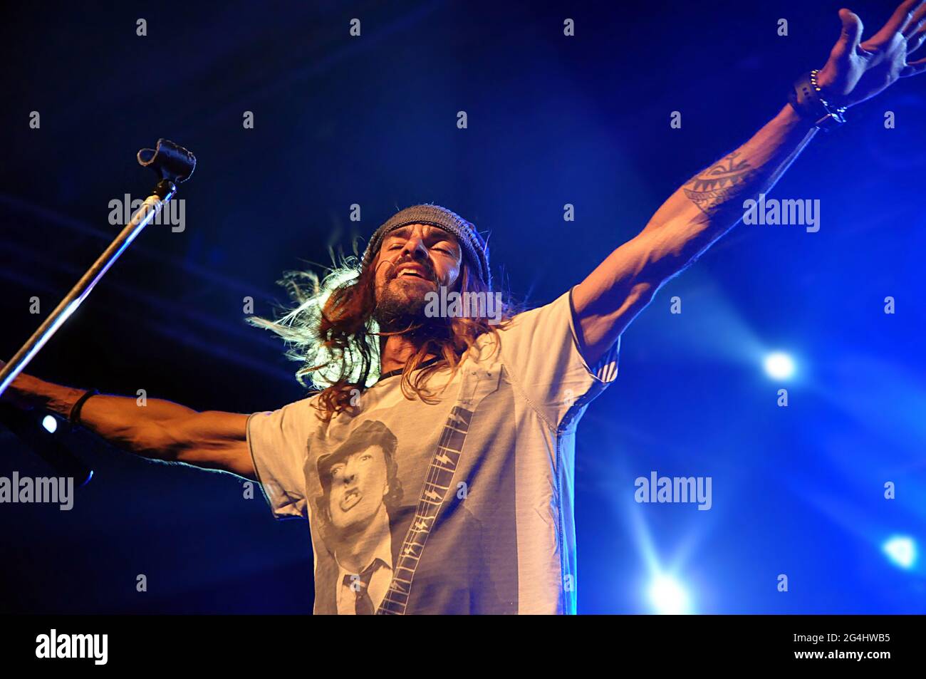 Armandinho and his band in live concert in Groove, Buenos Aires, Argentina (August 17, 2014). Stock Photo