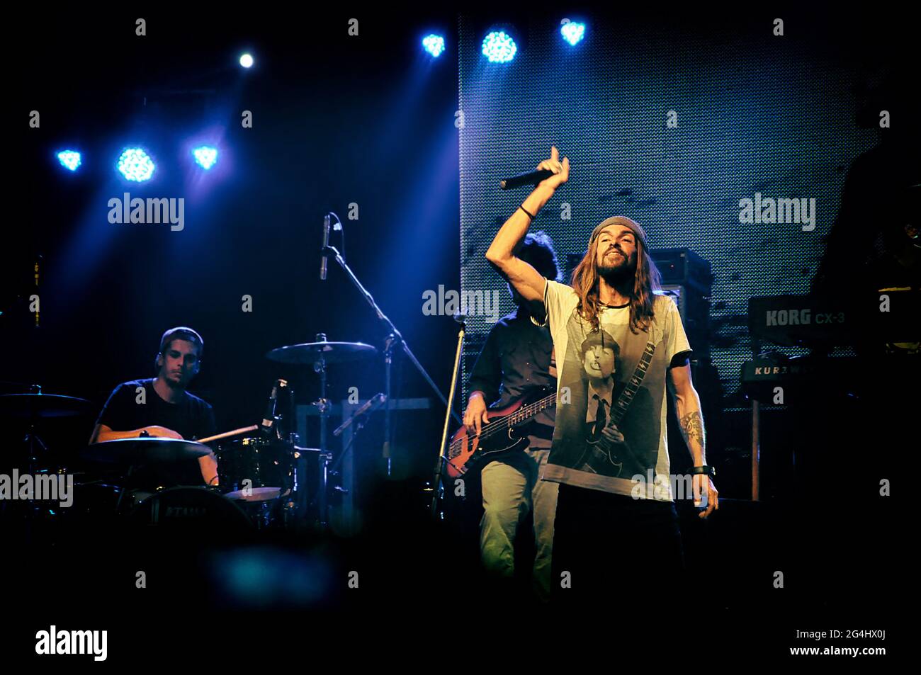 Armandinho and his band in live concert in Groove, Buenos Aires, Argentina (August 17, 2014). Stock Photo