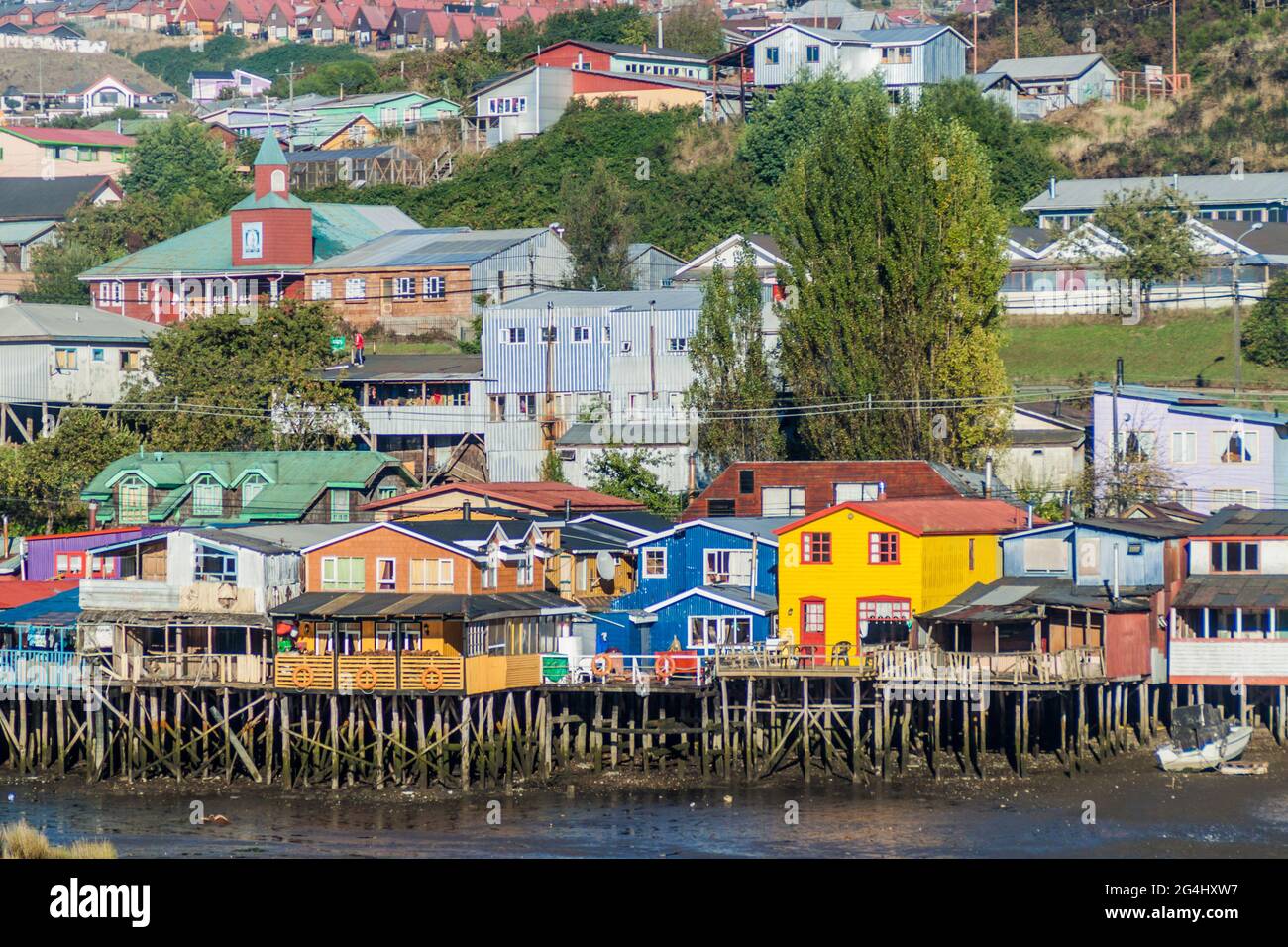Palafitos (stilt houses) in Castro, Chiloe island, Chile Stock Photo