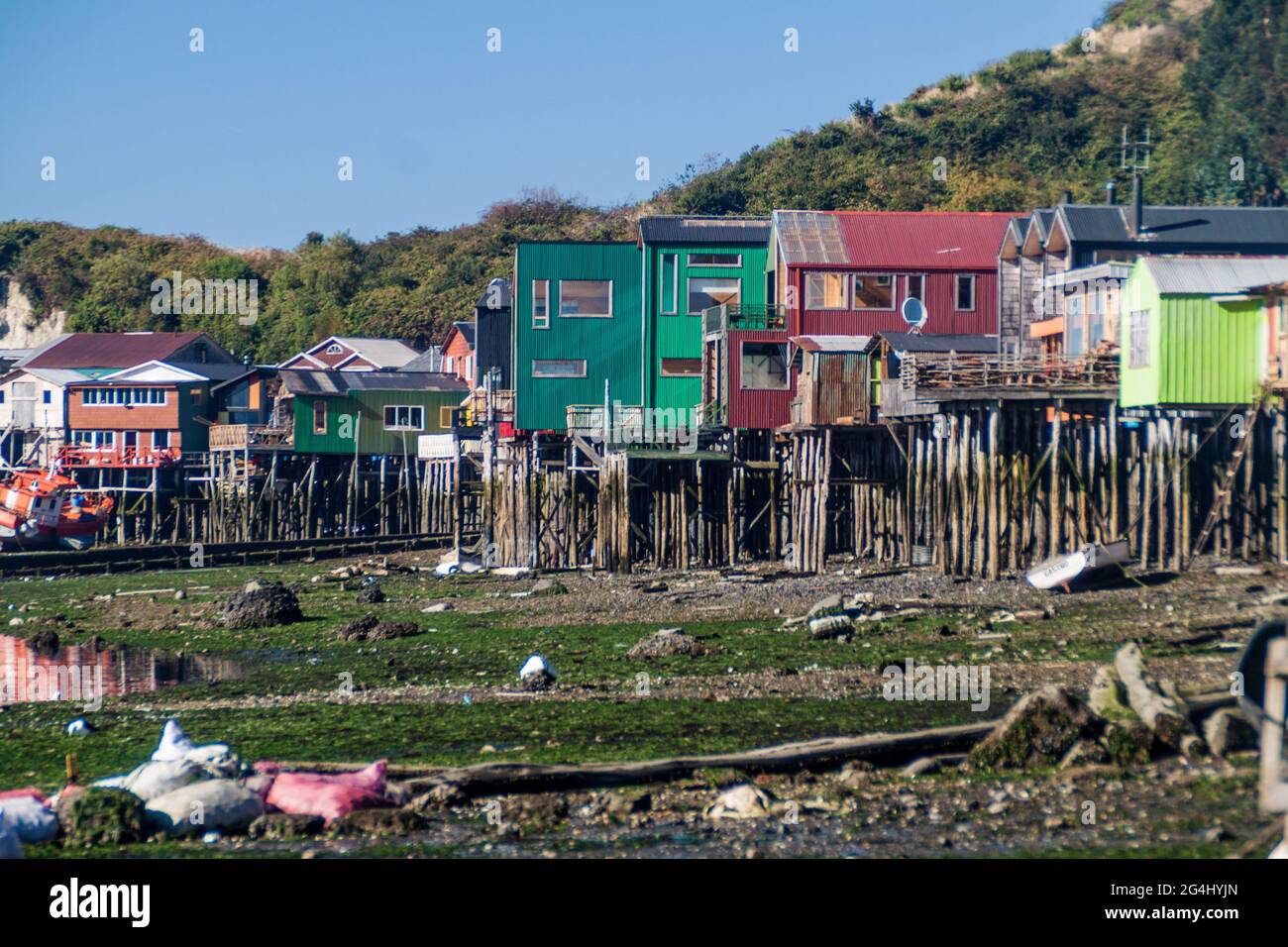Palafitos (stilt houses) in Castro, Chiloe island, Chile Stock Photo