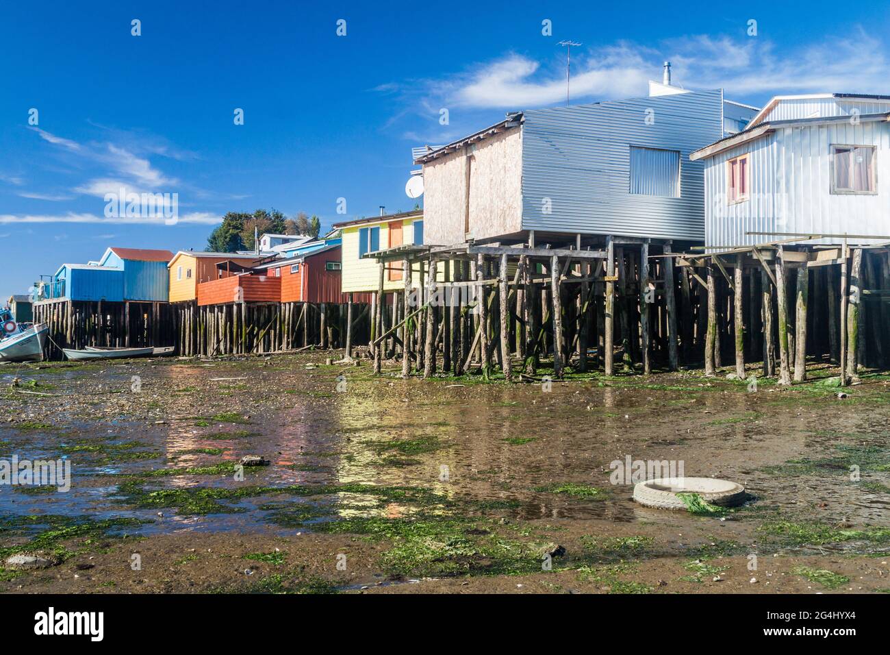 Palafitos (stilt houses) in Castro, Chiloe island, Chile Stock Photo