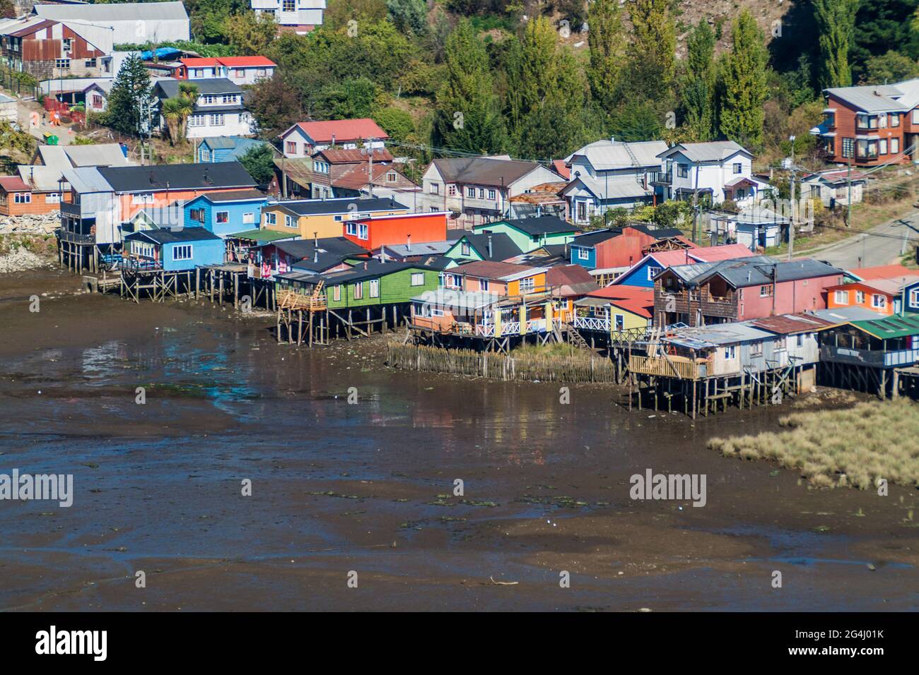 Palafitos (stilt houses) in Castro, Chiloe island, Chile Stock Photo