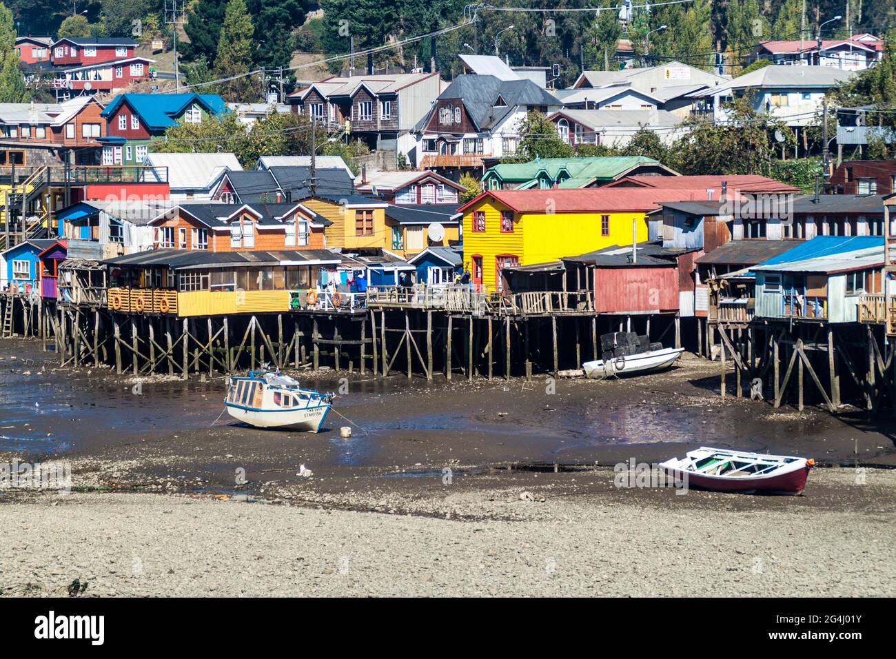 Palafitos (stilt houses) in Castro, Chiloe island, Chile Stock Photo
