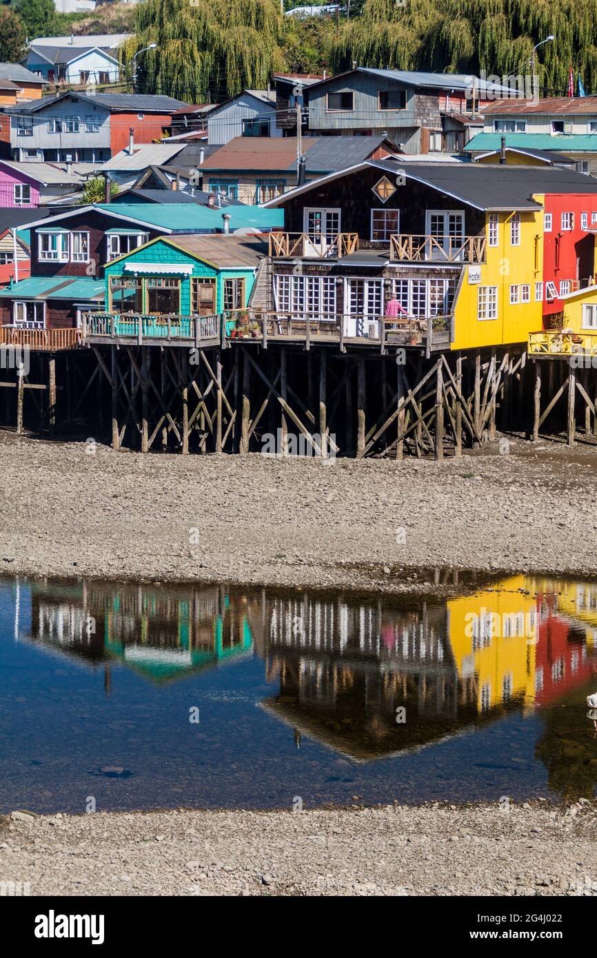 Palafitos (stilt houses) in Castro, Chiloe island, Chile Stock Photo