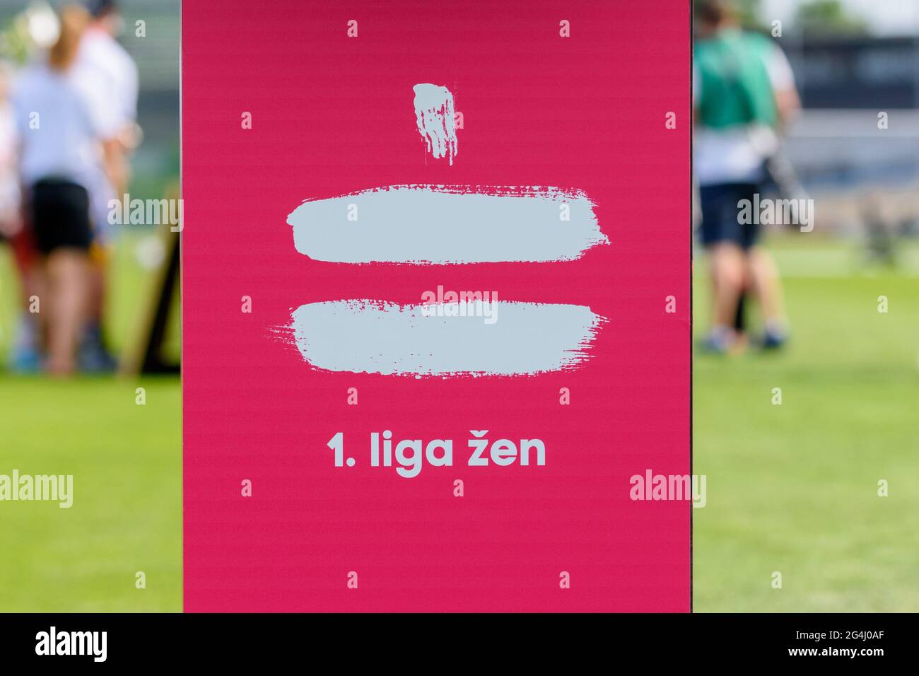 Prague, Czech Republic. 19th June, 2021. 1 liga Zen sign after the I. liga Zeny match between Sparta Prague and 1. FC Slovacko at Strahov Stadium, Czech Republic. Credit: SPP Sport Press Photo. /Alamy Live News Stock Photo