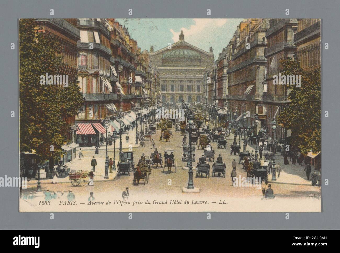 Paris. - Avenue de l'Opera taken from Grand Hotel du Louvre. . Stock Photo