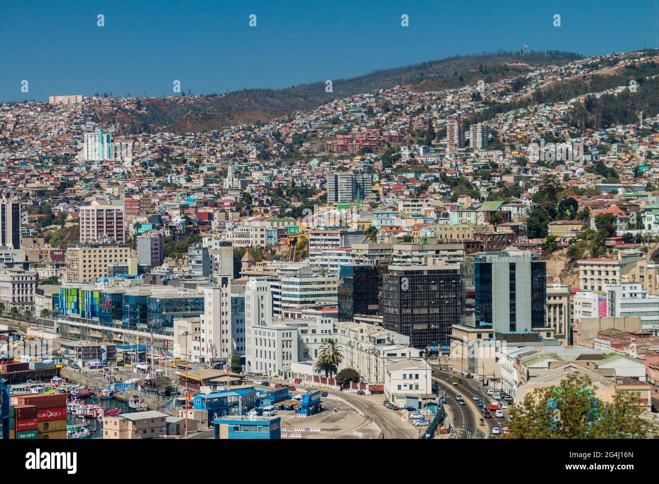 VALPARAISO, CHILE - MARCH 29, 2015: Colorful houses on hills of Valparaiso, Chile Stock Photo