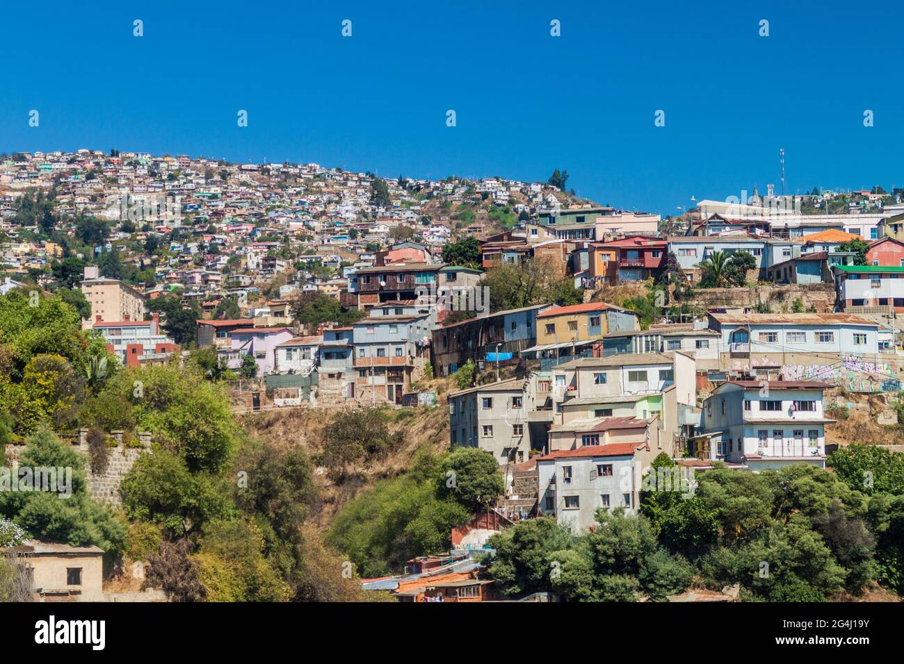 Colorful houses on hills in Valparaiso, Chile Stock Photo