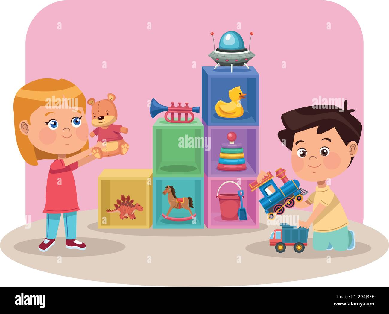 couple kids playing Stock Vector Image & Art - Alamy