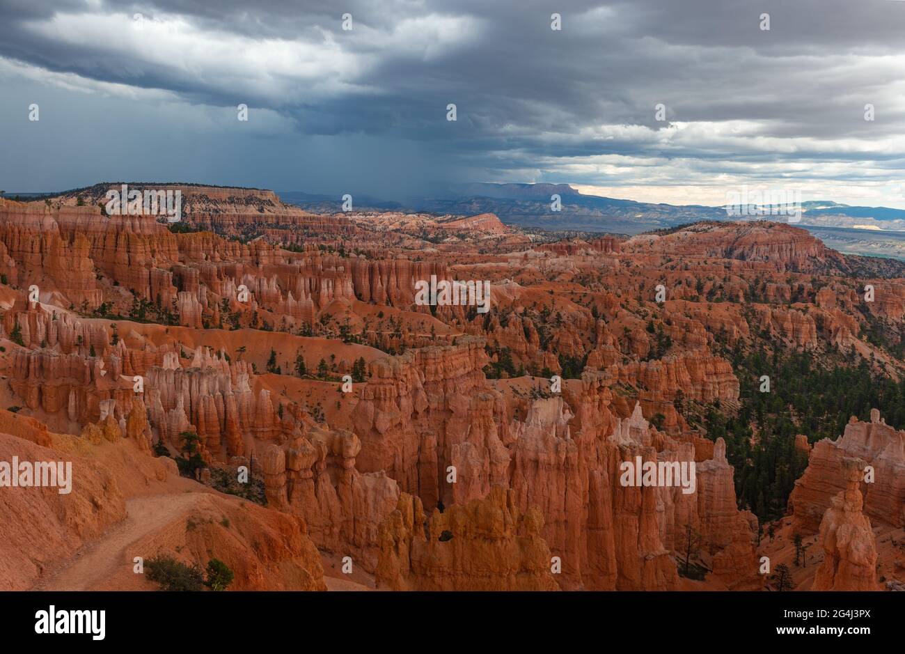 Dramatic thunder clouds in Bryce Canyon national park, Utah, United States of America, USA. Stock Photo