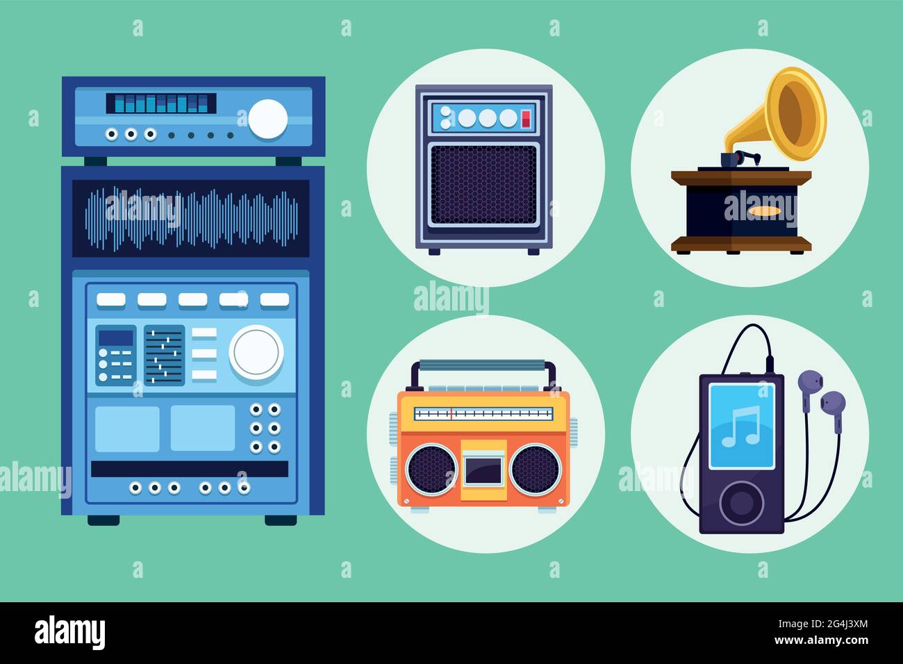 five music icons Stock Vector