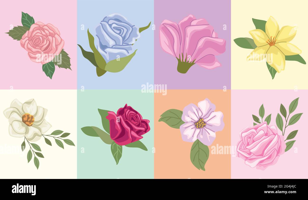 eight garden icons Stock Vector