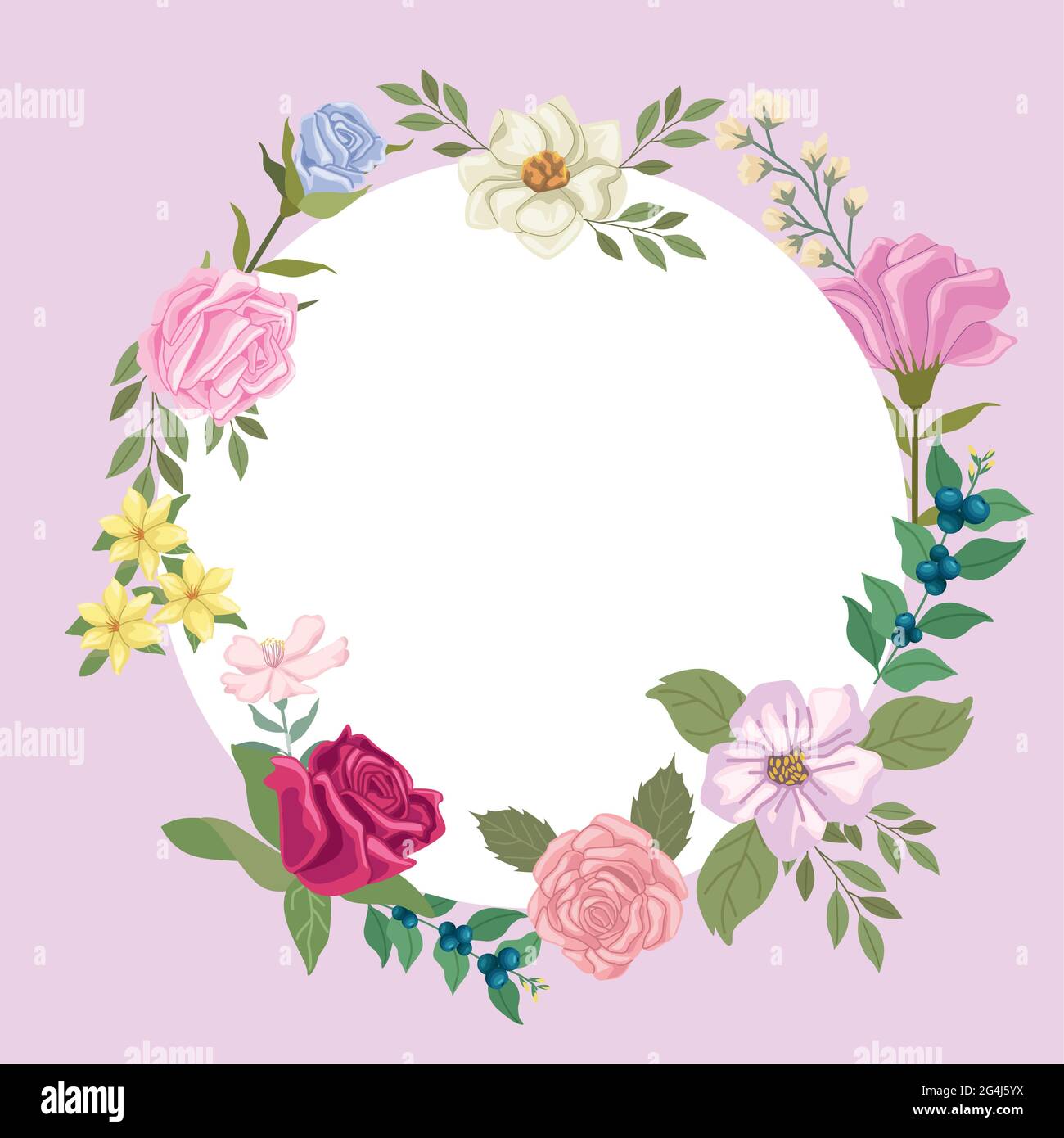 circular frame with flowers Stock Vector Image & Art - Alamy