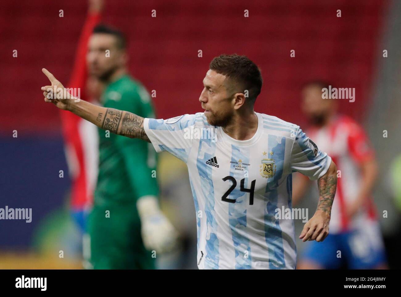 Soccer Football Copa America 21 Group A Argentina V Paraguay Estadio Mane Garrincha Brasilia Brazil June 21 21 Argentina S Alejandro Gomez Celebrates Scoring Their First Goal Reuters Ueslei Marcelino Stock Photo Alamy
