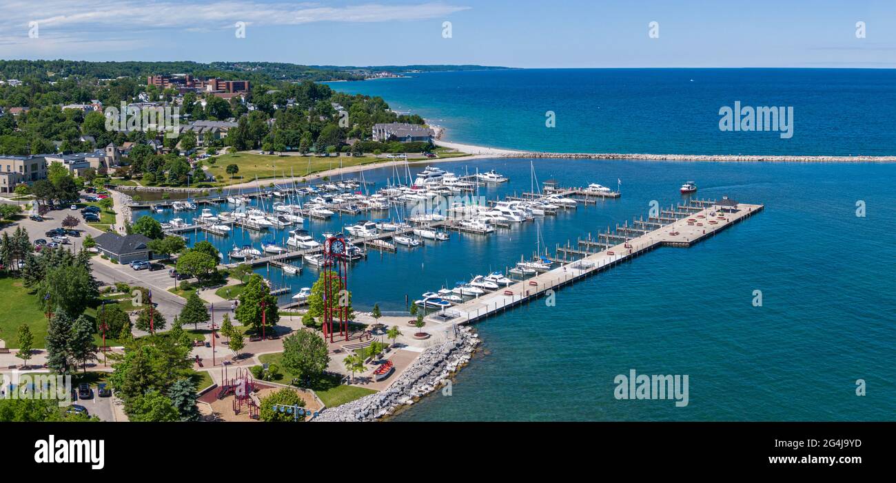 Aerial view of Petoskey Harbor Stock Photo Alamy