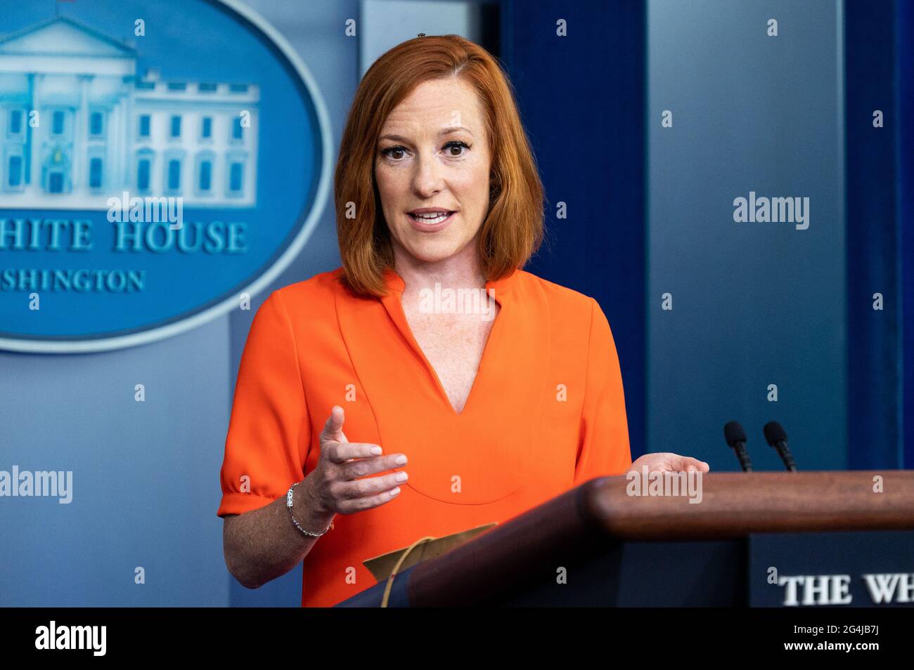 Washington, United States. 21st June, 2021. White House Press Secretary Jennifer Psaki speaks