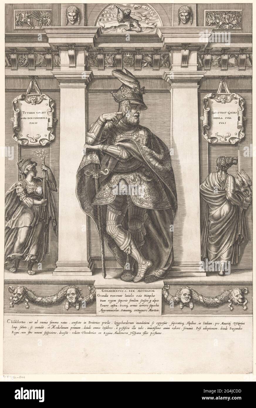 Portrait of Childebert I, King of Austrasia; Portraits of members of ...