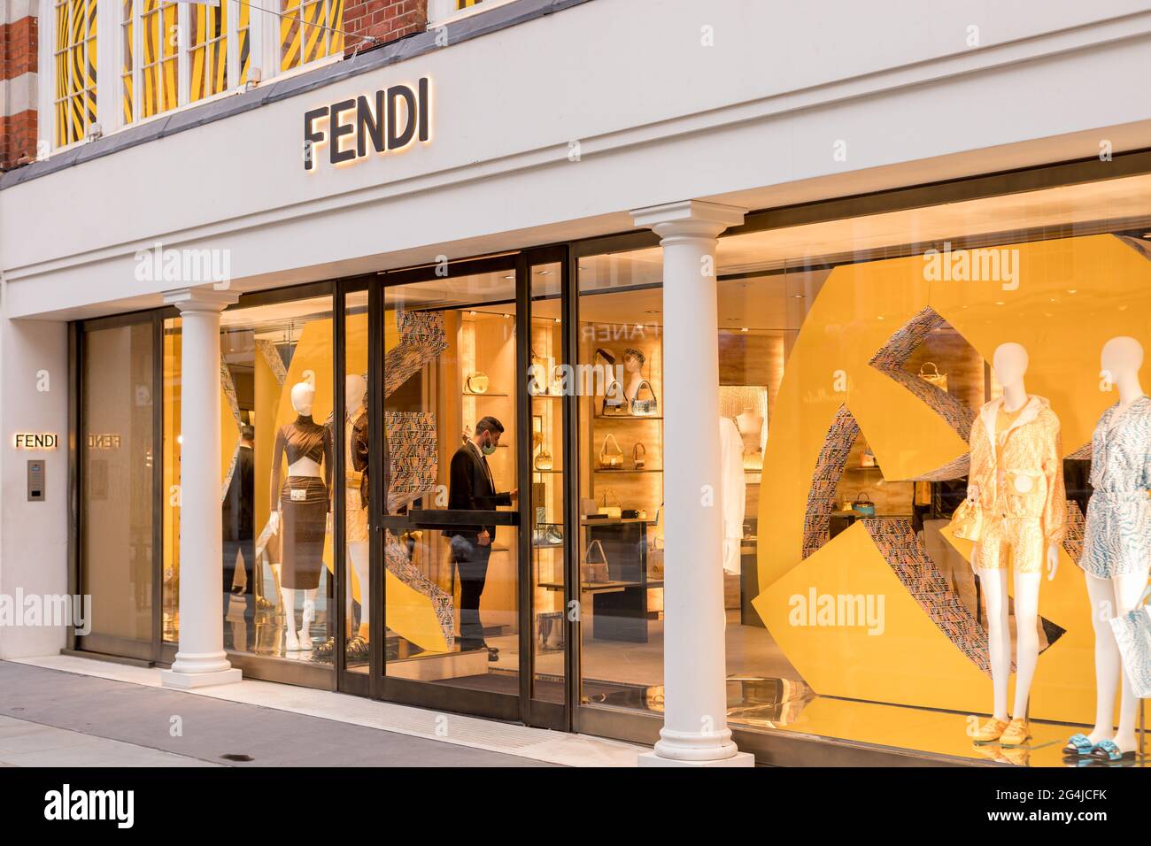 London, UK. 22nd June, 2021. Fendi logo is seen at one of their stores ...