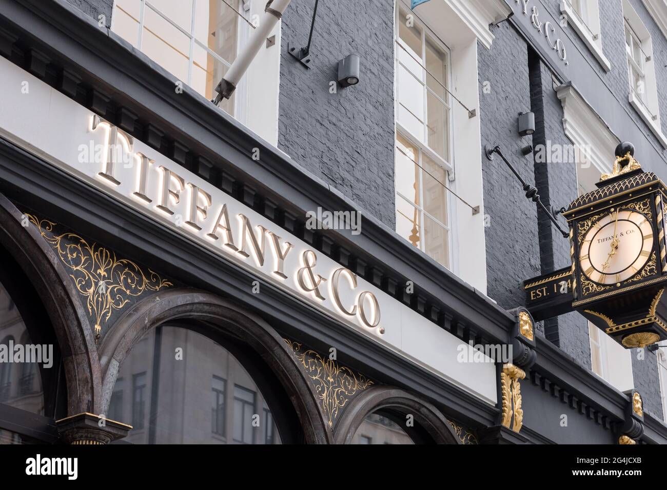 The logo of Tiffany & Co. is seen in Shinjuku Ward, Tokyo on May 5